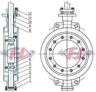 電動(dòng)對(duì)夾蝶閥 (結(jié)構(gòu)圖)