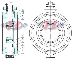 電動軟密封蝶閥閥體結構圖 (法蘭式)