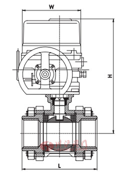 防爆電動螺紋球閥外形尺寸