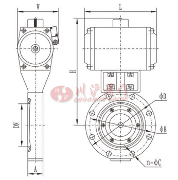 氣動(dòng)高真空蝶閥外形尺寸圖
