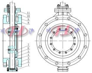 氣動軟密封蝶閥閥體結(jié)構(gòu)圖 (法蘭式)