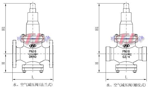 水用減壓閥、空氣減壓閥外形尺寸